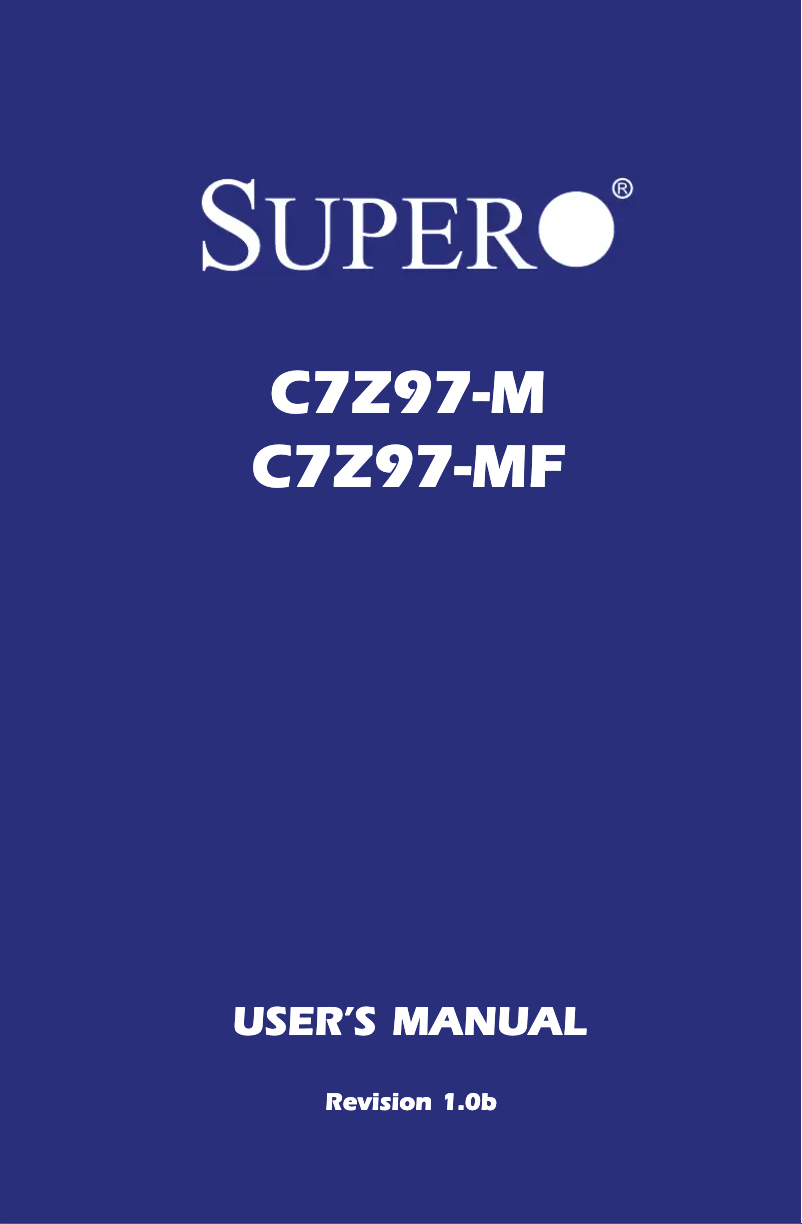 Image de la première page du manuel de l'appareil C7Z97-M