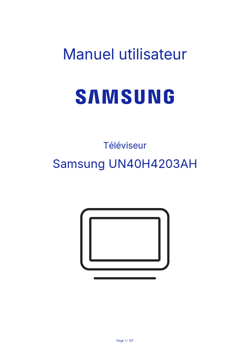 Page n°1 - Manuel utilisateur Samsung UN40H4203AH