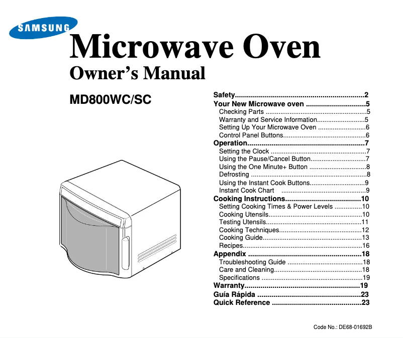 Page n°1 - Manuel utilisateur Samsung MD800SC