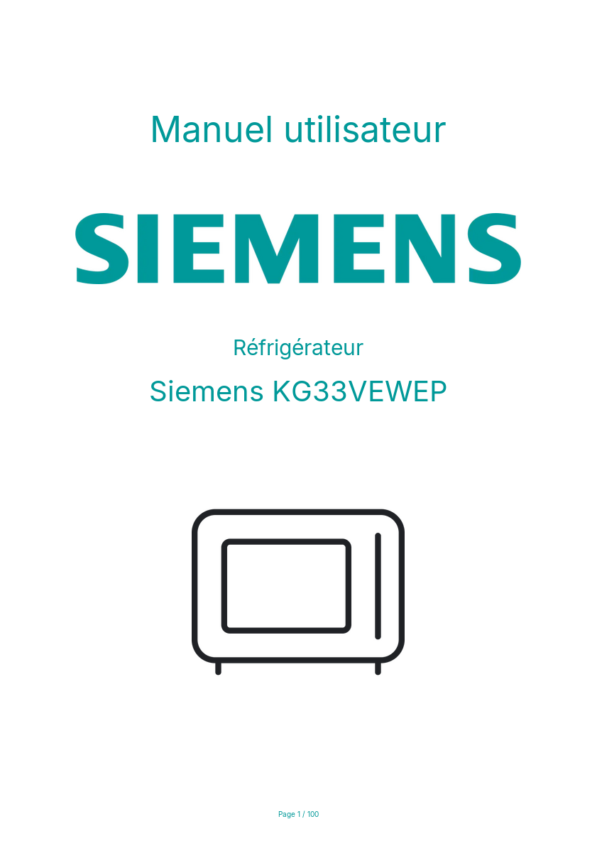 Page n°1 - Manuel utilisateur Siemens KG33VEWEP