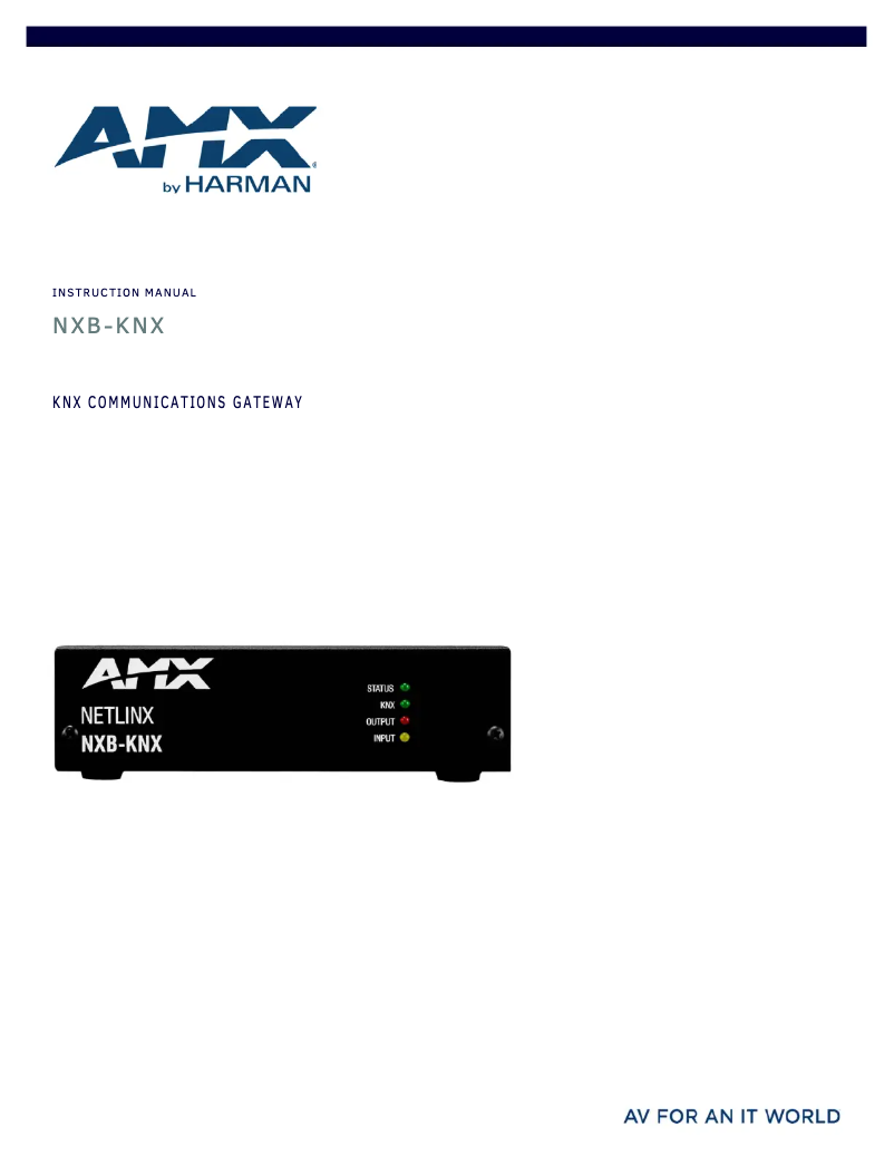 Page n°1 - Manuel utilisateur AMX NXB-KNX
