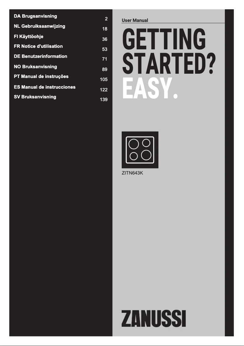 Page 1 de la notice Manuel utilisateur Zanussi ZITN643K