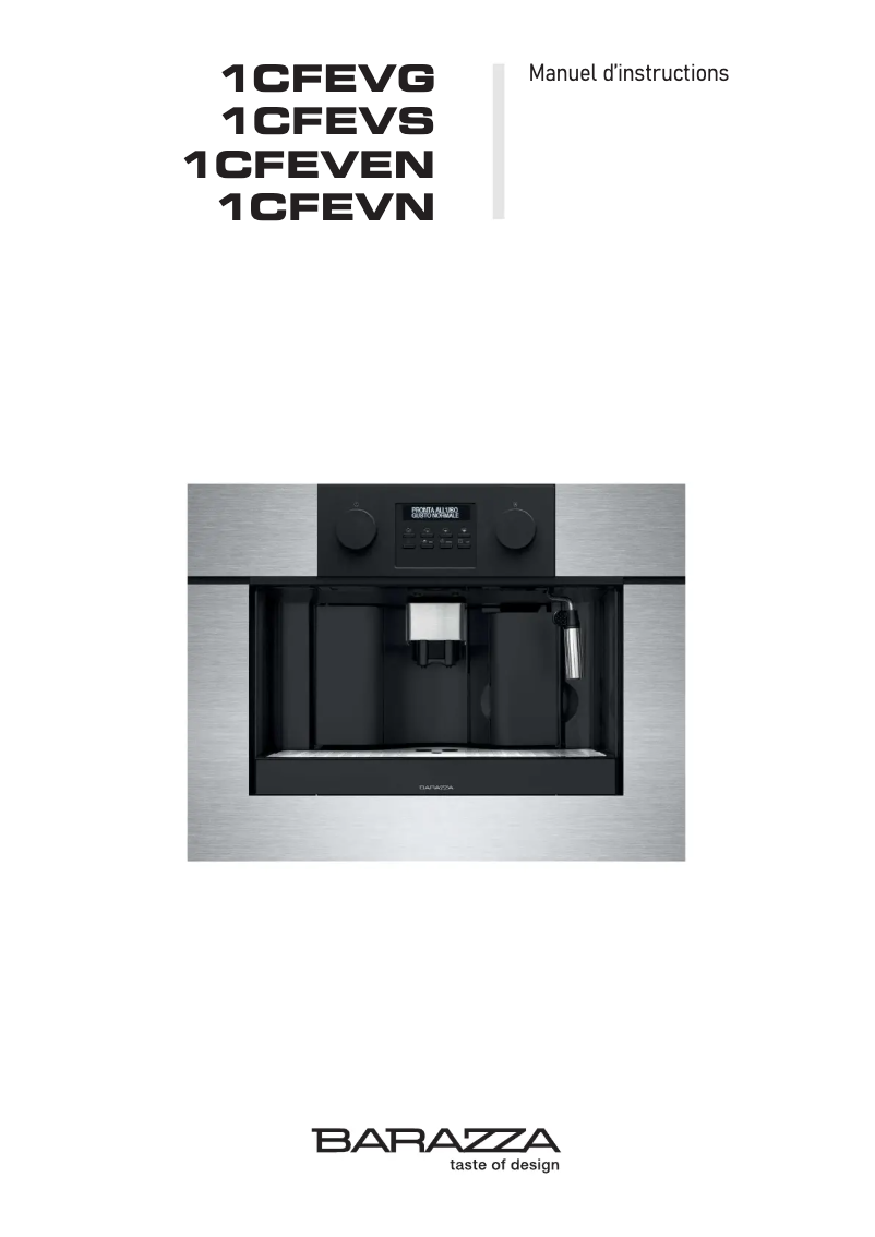Page n°1 - Manuel utilisateur Barazza 1CFEVS