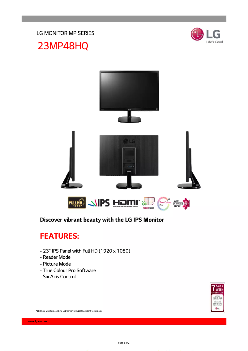 Page n°1 - Fiche technique LG 23MP48HQ