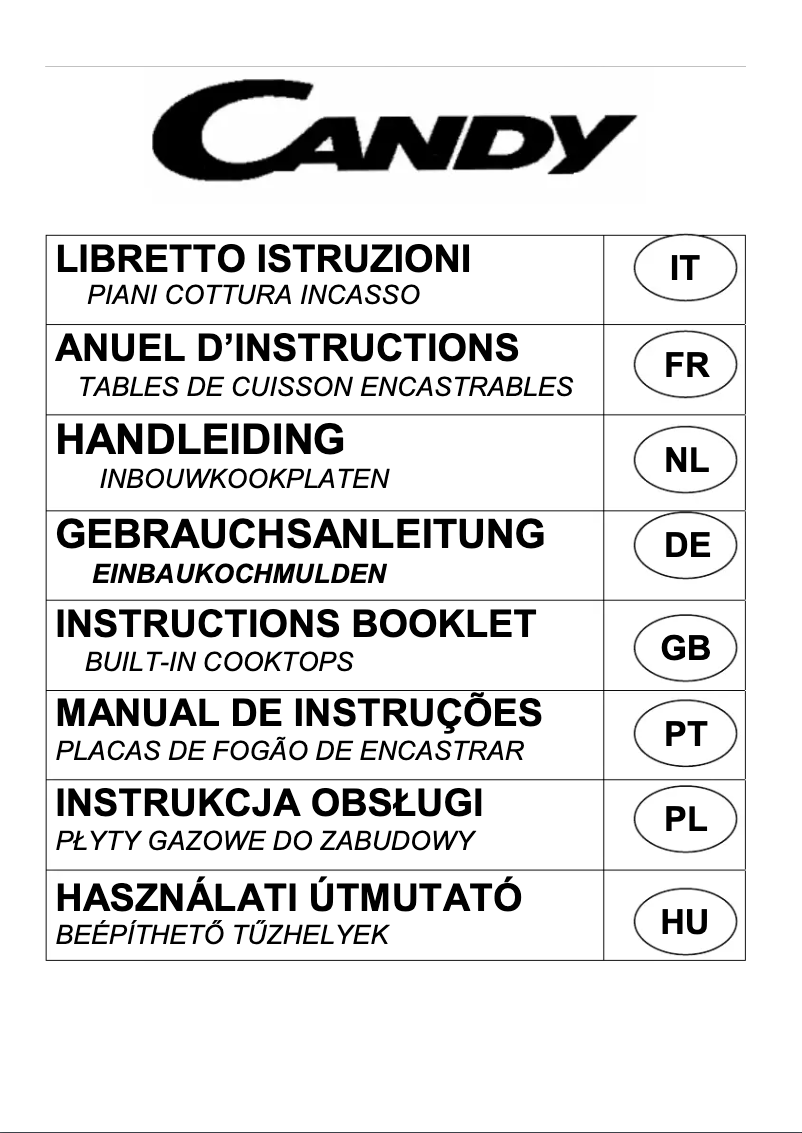 Page n°1 - Manuel utilisateur Candy PL40/1 ASTF