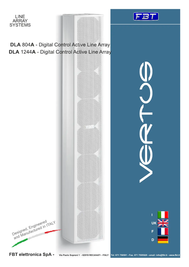 Page n°1 - Manuel utilisateur FBT VERTUS DLA 804A