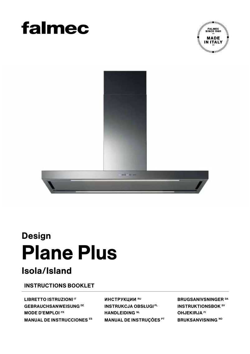Page 1 de la notice Manuel utilisateur Falmec Plane Plus