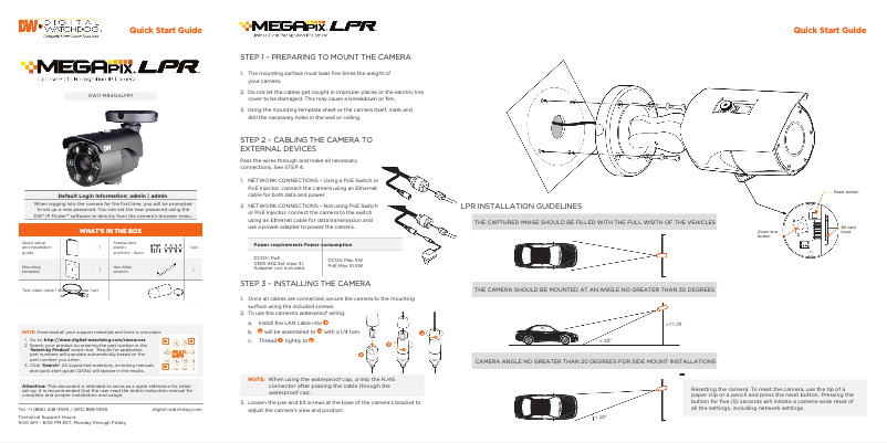 Page 1 de la notice Manuel utilisateur Digital Watchdog MegaPix DWC-MB45IALPRT