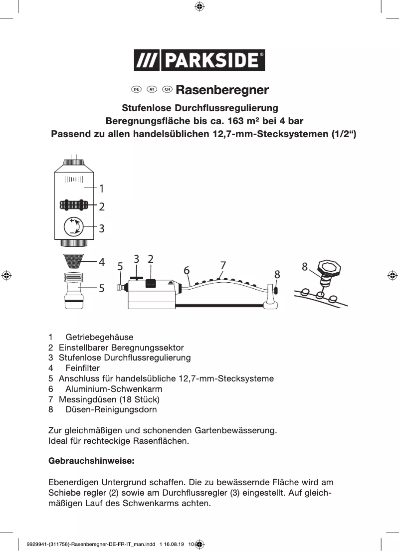 Page 1 de la notice Manuel utilisateur Parkside IAN 311756