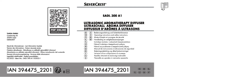 Page n°1 - Manuel utilisateur SilverCrest SADL 300 A1