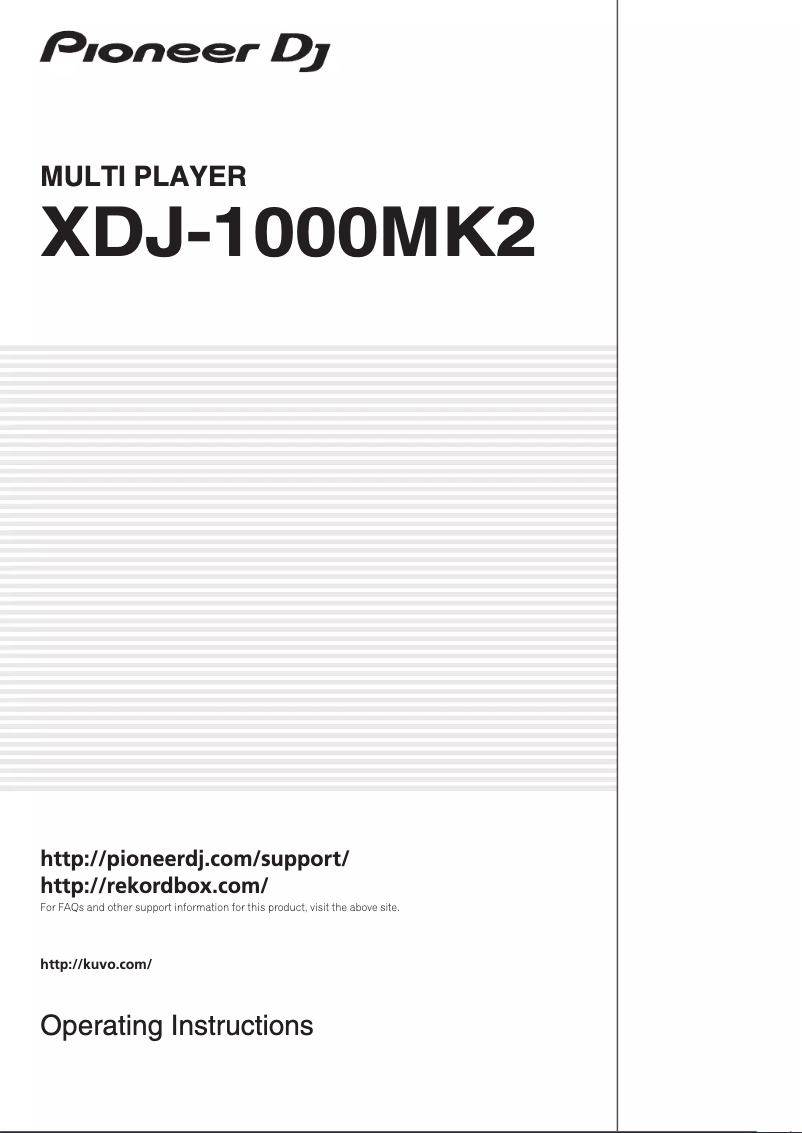 Imagen de la primera página del manual del dispositivo XDJ-1000MK2