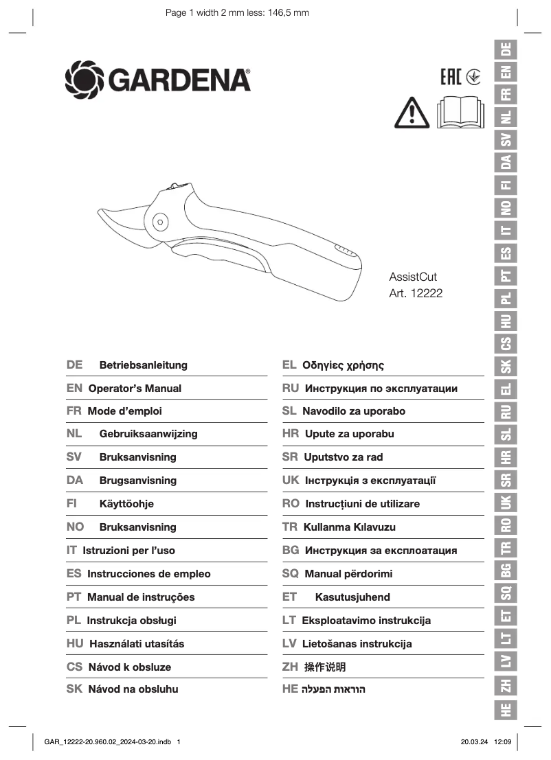 Page n°1 - Manuel utilisateur Gardena AssistCut