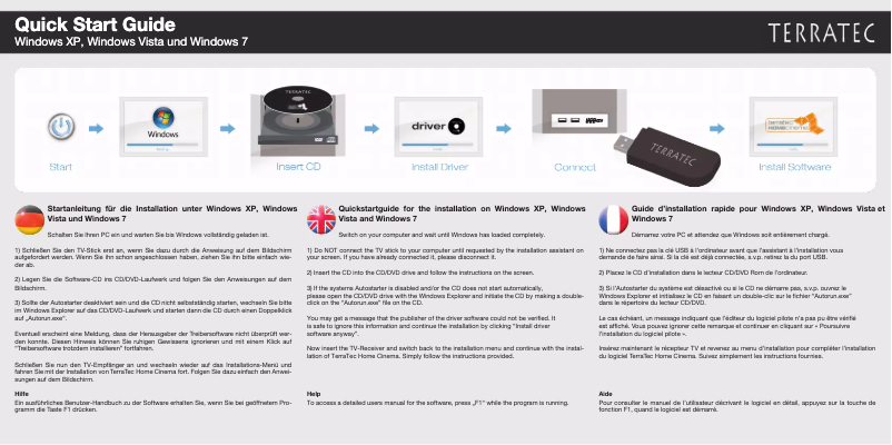 Page 1 de la notice Manuel utilisateur Terratec T1