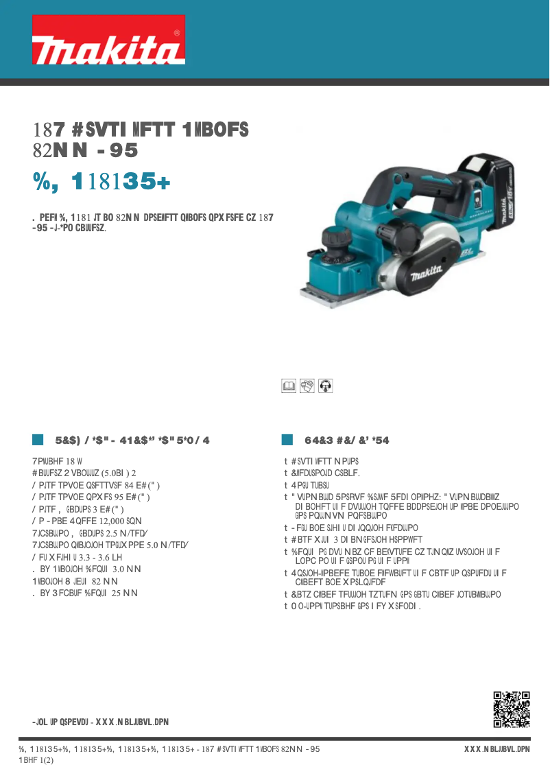 Page 1 de la notice Fiche technique Makita DKP181RTJ