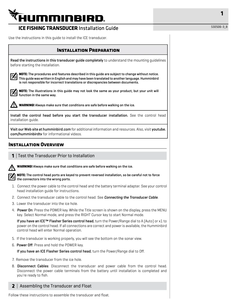 Página 1 del manual Guía de instalación Humminbird Helix 9 Chirp Mega DI+ GPS G4N