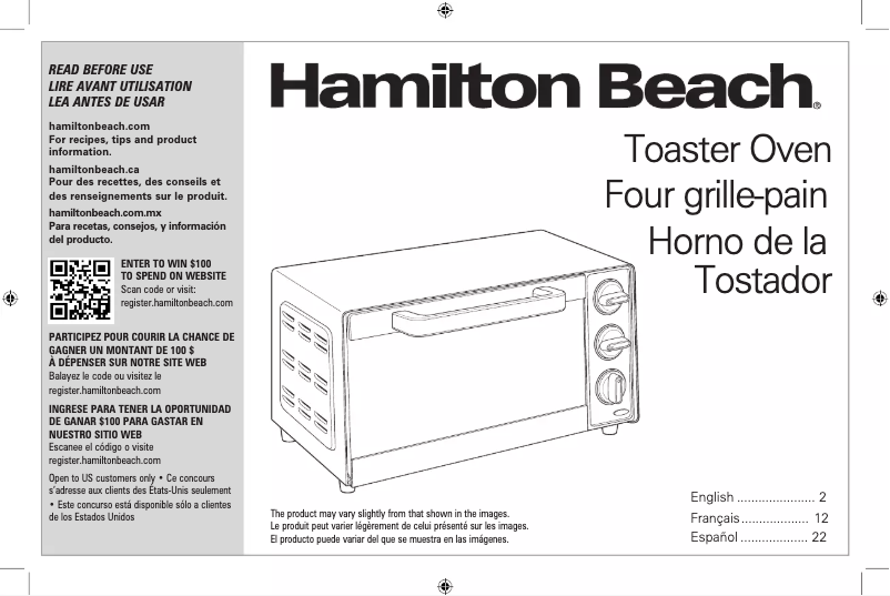 Page n°1 - Manuel d'utilisation et d'entretien Hamilton Beach 31401