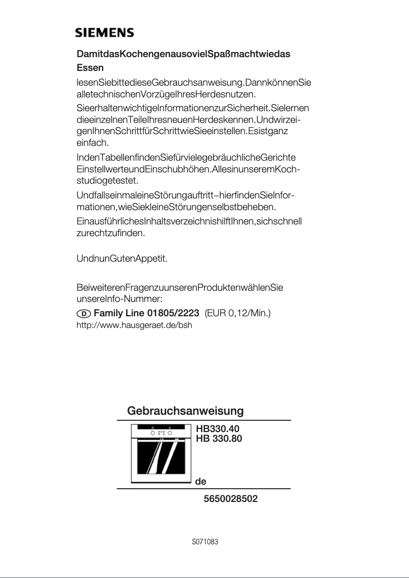 Page n°1 - Manuel utilisateur Siemens HB330540