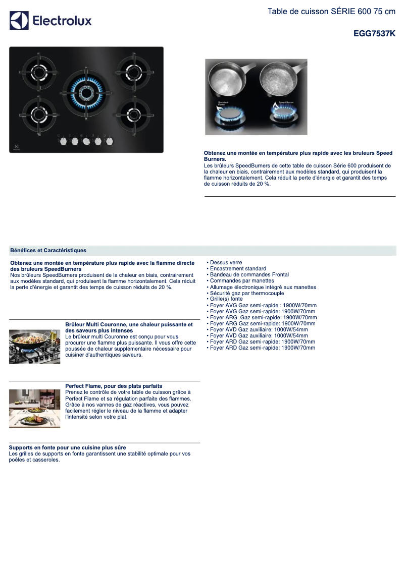 Page n°1 - Fiche technique Electrolux EGG7537K