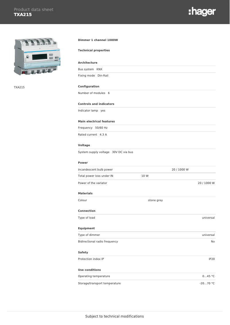 Image de la première page du manuel de l'appareil TXA215