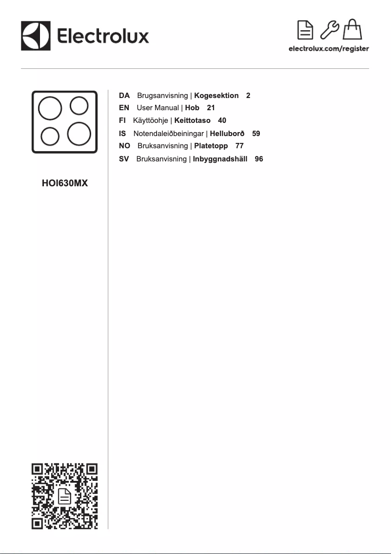 Page n°1 - Manuel utilisateur Electrolux HOI630MX