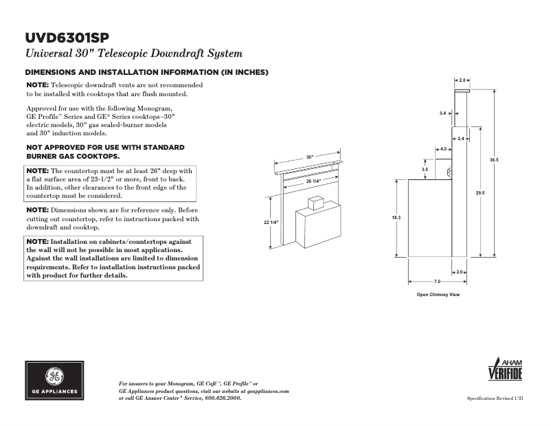 Page n°1 - Fiche technique Monogram UVD6301SPSS