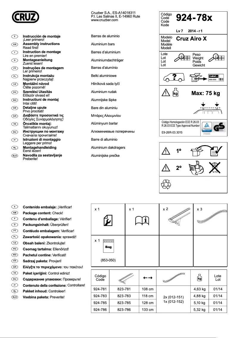 Página 1 del manual Manual de usuario Cruz Airo X