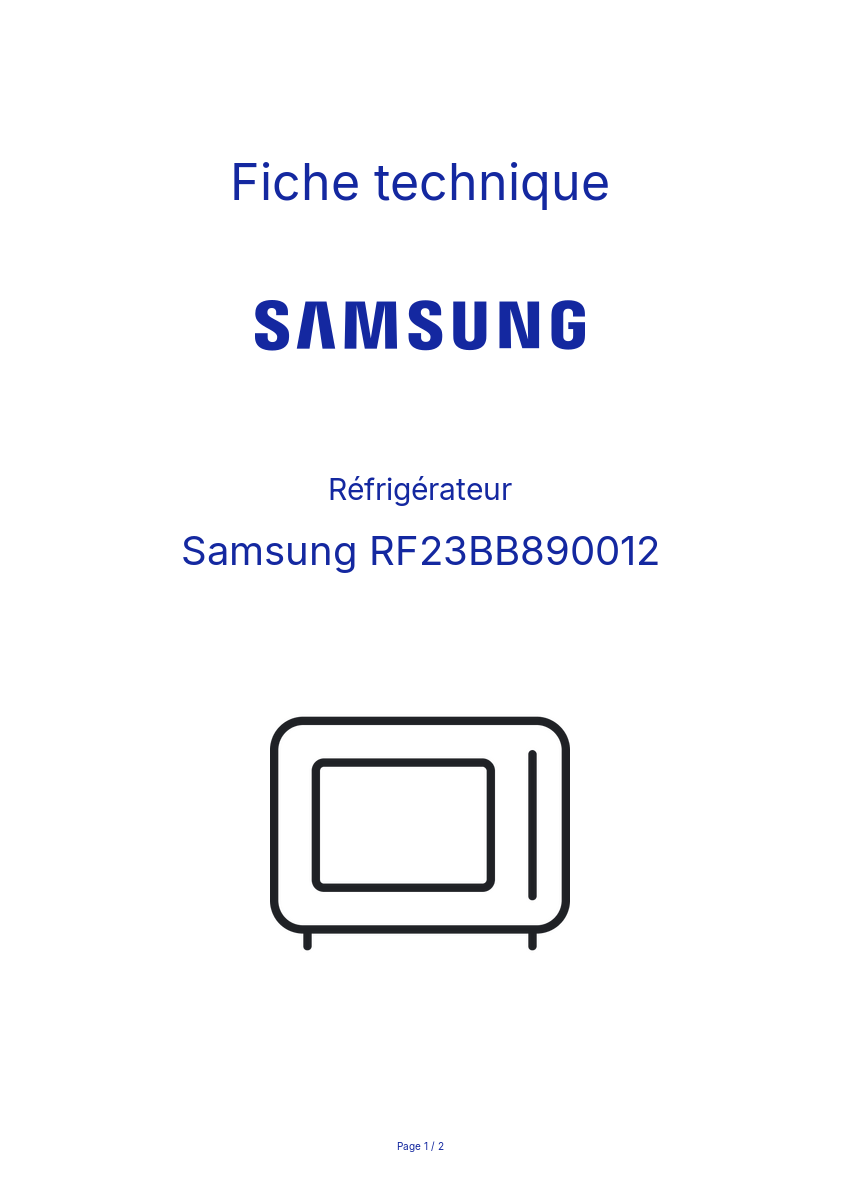 Image de la première page du manuel de l'appareil RF23BB890012