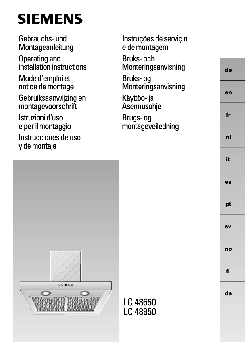 Page 1 de la notice Guide d'installation Siemens LC48950