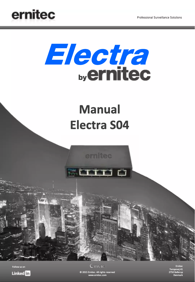 Page n°1 - Manuel utilisateur Ernitec ELECTRA-S-04