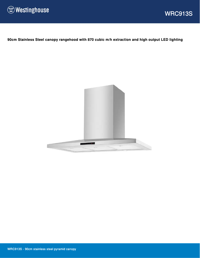 Page 1 de la notice Fiche technique Westinghouse WRC913S