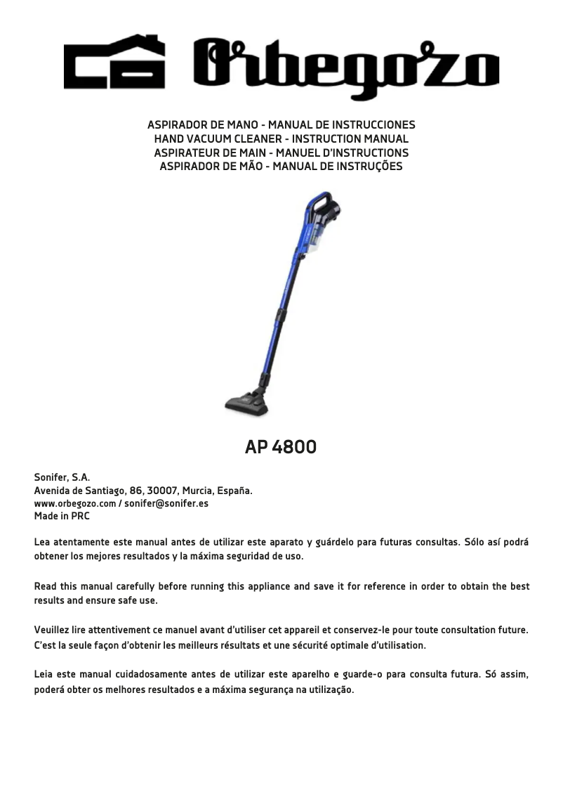 Page n°1 - Manuel utilisateur Orbegozo AP 4800