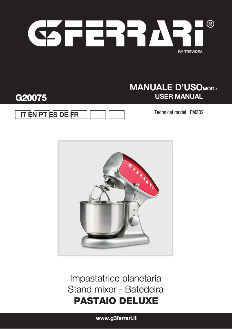 Image de la première page du manuel de l'appareil Pastaio Deluxe G20075