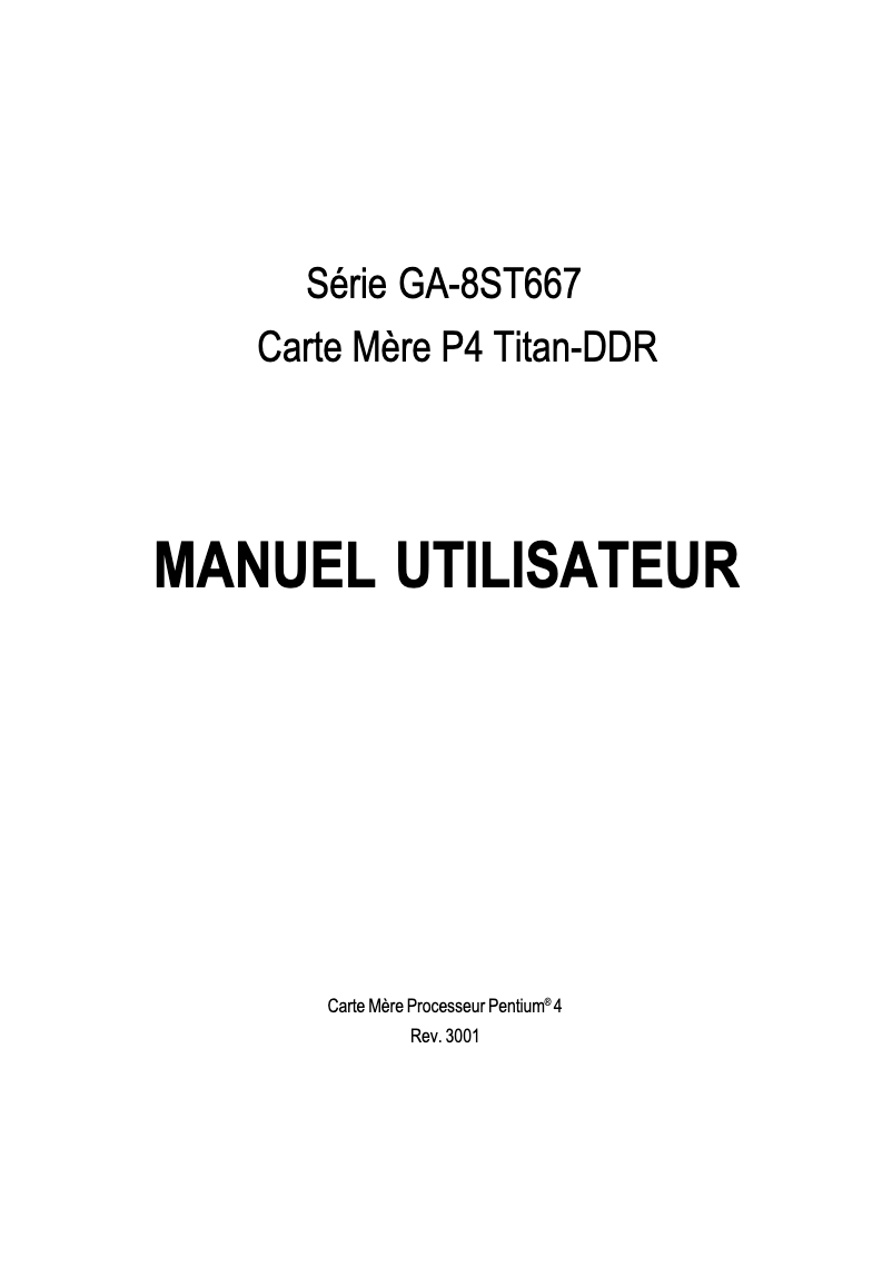 Page 1 de la notice Manuel utilisateur Gigabyte GA-8ST667