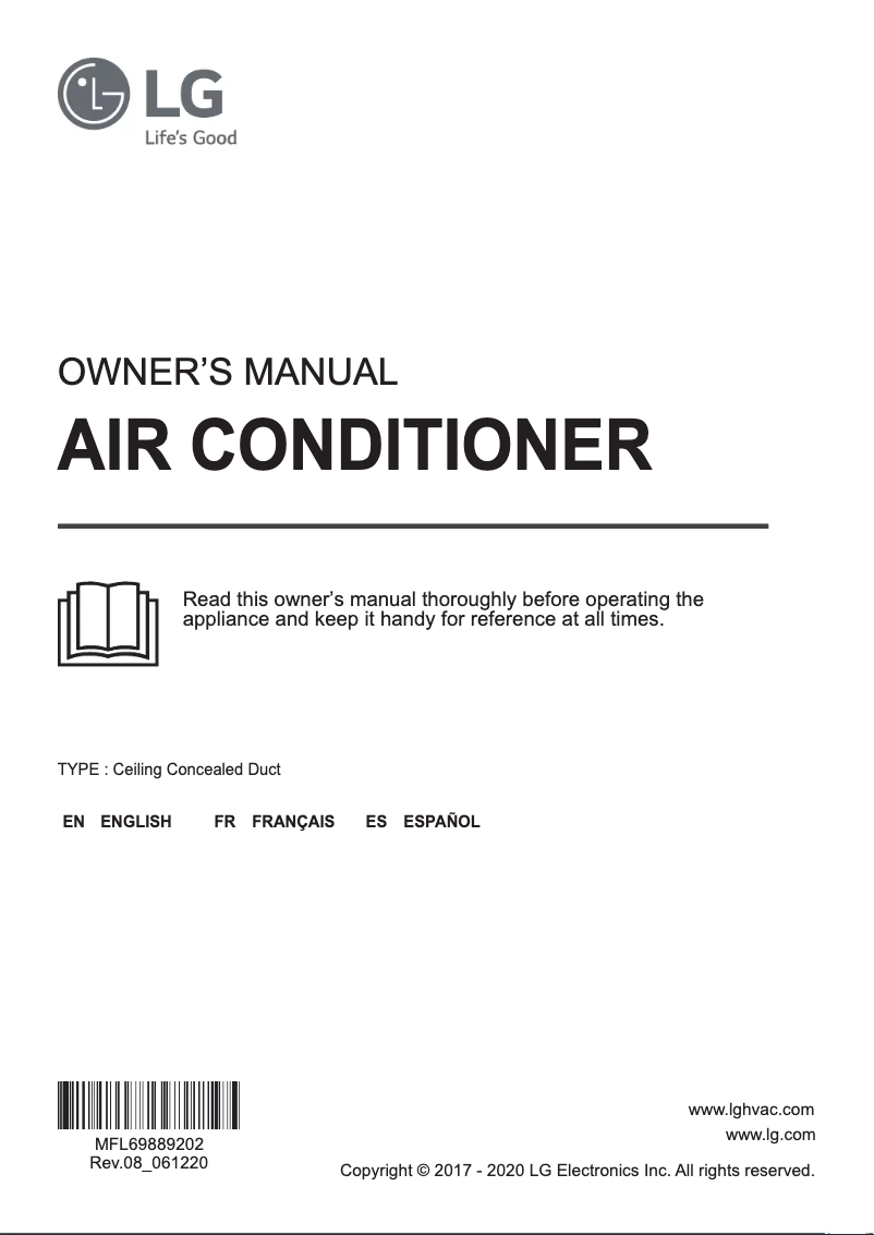 Page 1 de la notice Manuel utilisateur LG ARNU763B8Z4