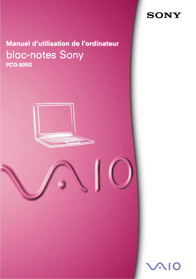 Image de la première page du manuel de l'appareil Vaio PCG-505G