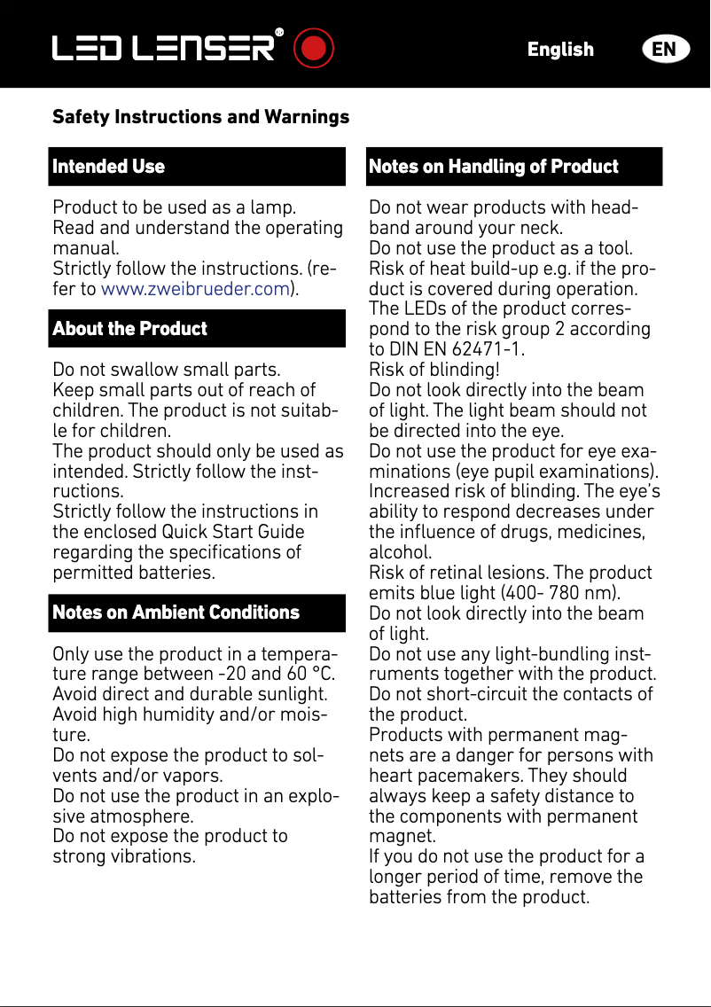 Page n°1 - Manuel utilisateur Zweibrüder H6