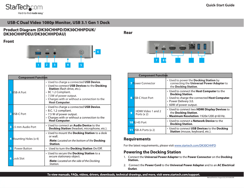 Page 1 de la notice Manuel utilisateur StarTech.com DK30CHHPDUK