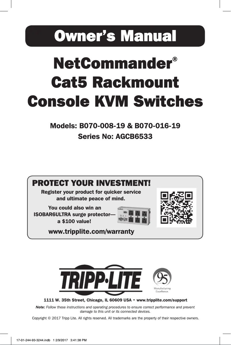 Page n°1 - Manuel utilisateur Tripp Lite B070-016-19