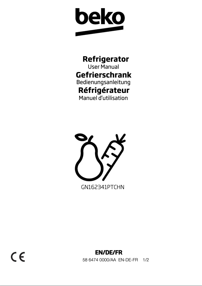 Page 1 de la notice Manuel utilisateur Beko GN162341PTCHN