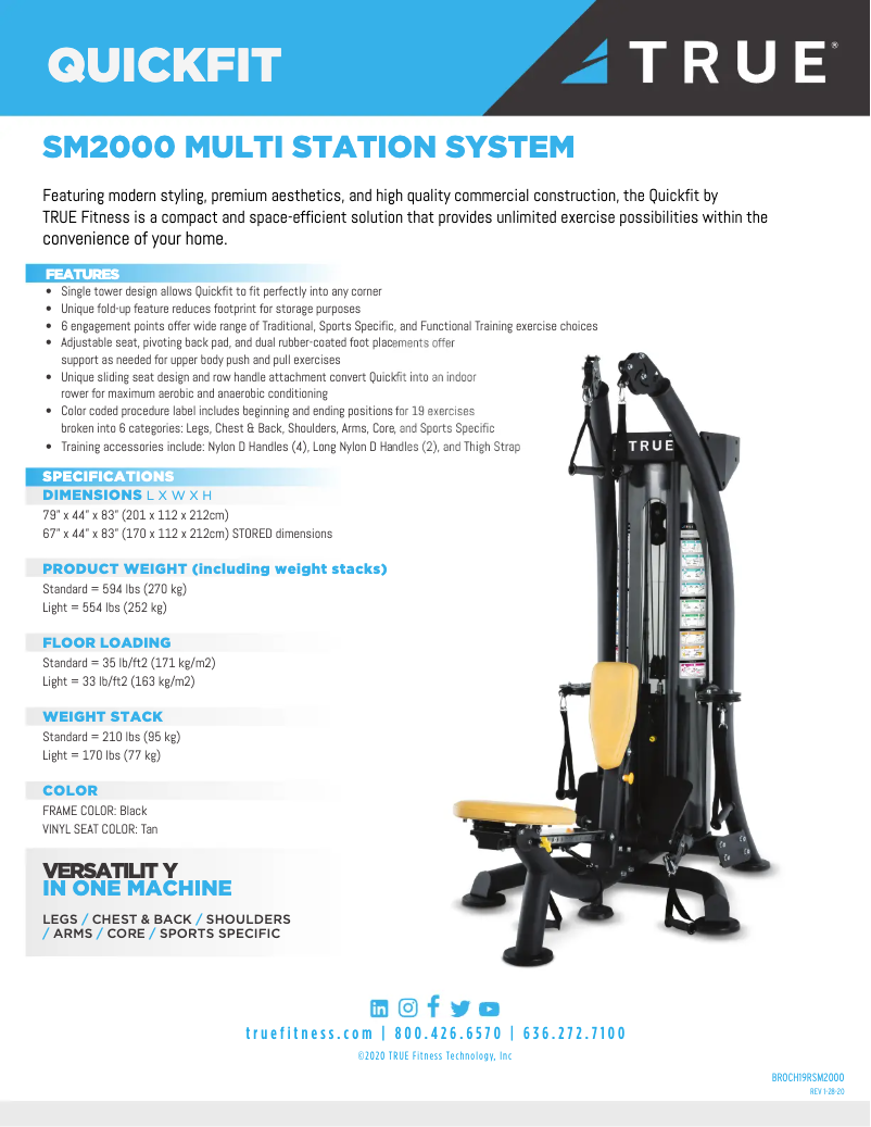 Page 1 de la notice Fiche technique True QuickFit SM2000