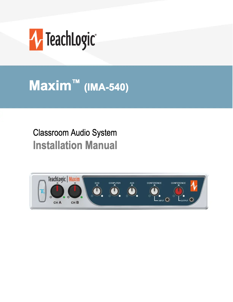 Page n°1 - Manuel utilisateur TeachLogic Maxim IMA-540