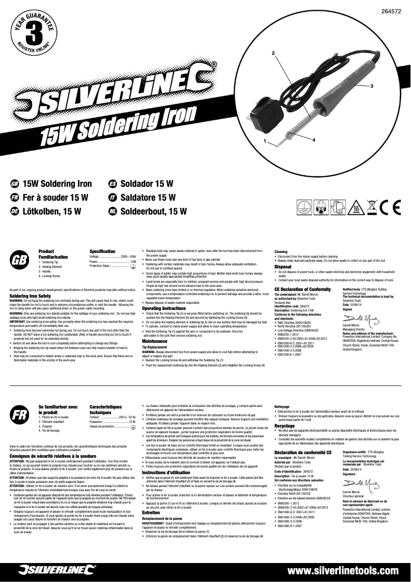 Page 1 de la notice Manuel utilisateur Silverline 264572