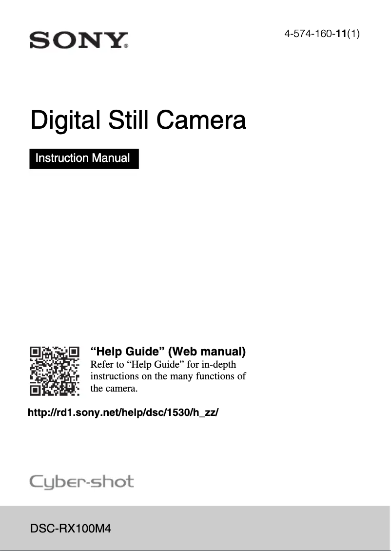 Page 1 de la notice Manuel utilisateur Sony Cybershot DSC-RX100 IV