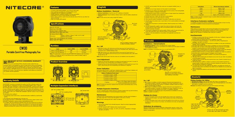 Page n°1 - Manuel utilisateur Nitecore CW30