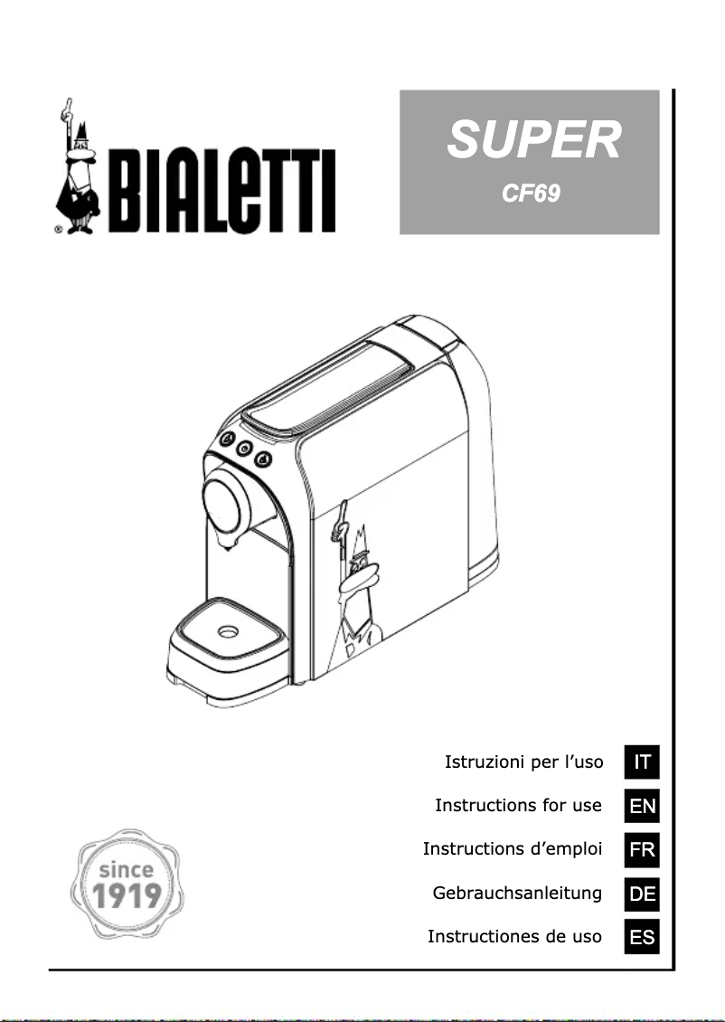 Page 1 de la notice Manuel utilisateur Bialetti Super CF69