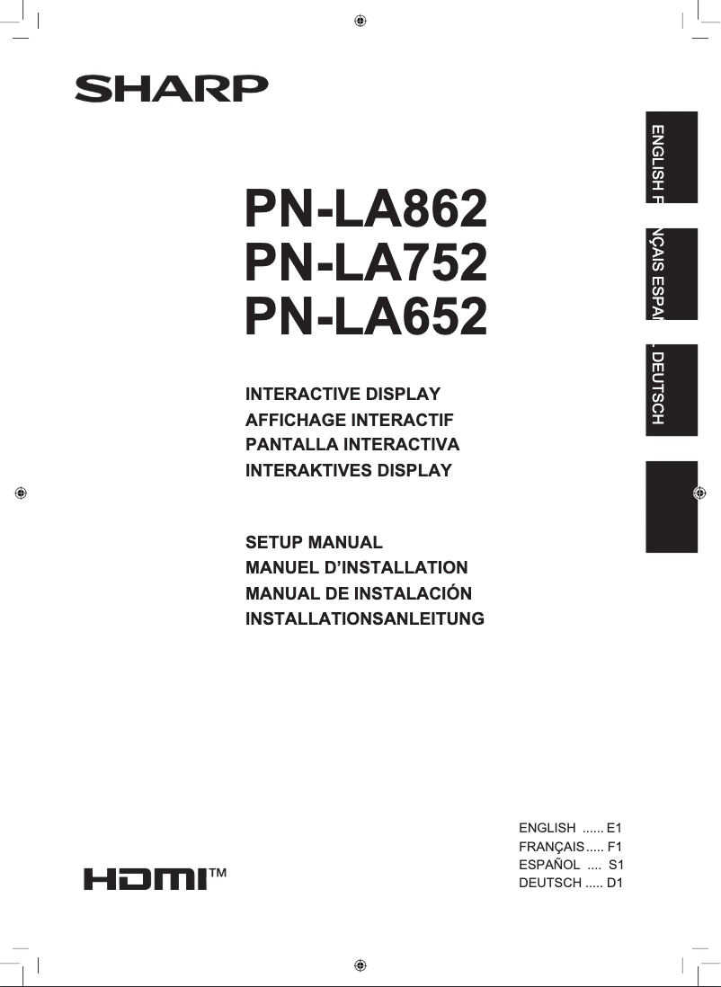 Page n°1 - Manuel utilisateur Sharp PN-LA752