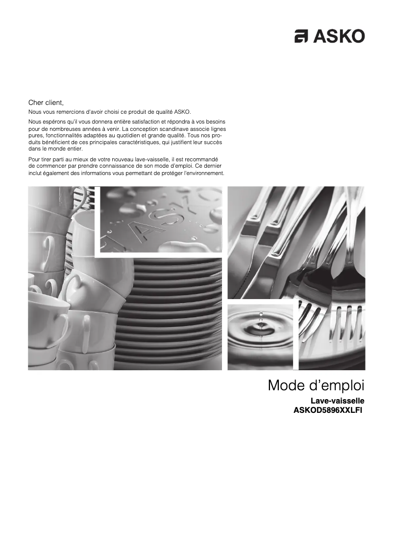 Page n°1 - Manuel utilisateur Asko D5896XXLFI