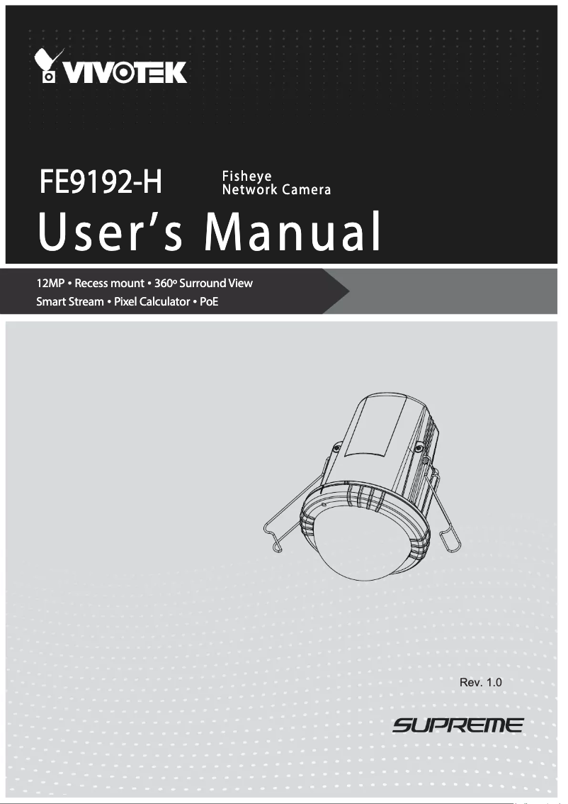 Page 1 de la notice Manuel utilisateur Vivotek FE9192-H