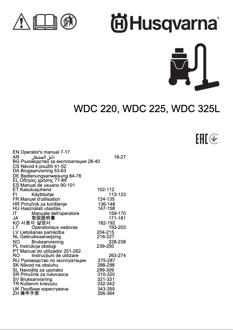 Page n°1 - Manuel utilisateur Husqvarna WDC 225