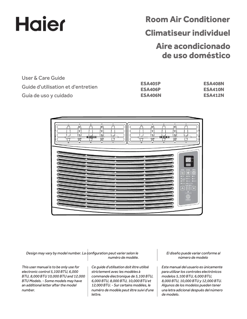 Page 1 de la notice Manuel utilisateur Haier ESA406P